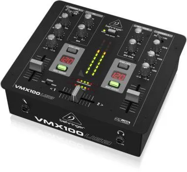 Behringer VMX100USB keverő, DJ, 2 csatorna, USB/Audio interface, BPM számláló, VCA vezérlés