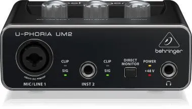 Behringer UM2 interfész/hangkártya, 2-be/2-ki, XENYX mikrofon-előerősítővel, USB