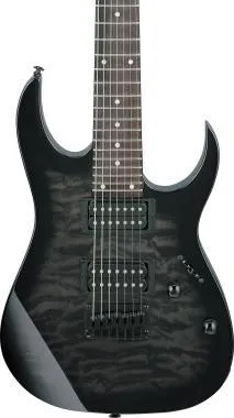 Ibanez GRG7221QA-TKS Gio 7-húros elektromos gitár Superstrat forma, Transparent Black Sunburst színben