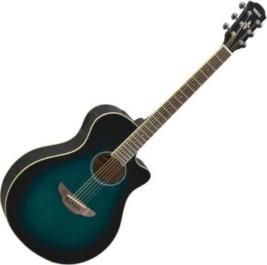 Yamaha APX600 elektro-akusztikus gitár, lucfenyő fedlap, rózsafa fogólap, Oriental Blue Burst szín
