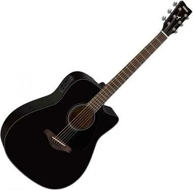 Yamaha FGX800C BLACK02 elektro-akusztikus gitár, tömör lucfenyő fedlap, rózsafa fogólap, fekete szín