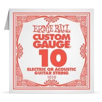 Ernie Ball 1010 Akusztikus, elektromos gitár szálhúr, Custom Gauge 10 Plain, Ónozott acél, 10