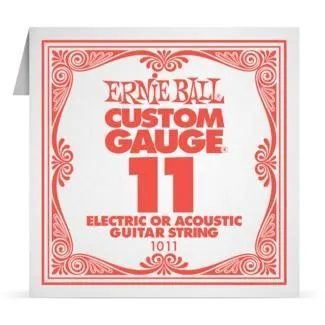 Ernie Ball 1011 Akusztikus, elektromos gitár szálhúr, Custom Gauge 11 Plain, Ónozott acél, 11