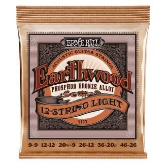 Ernie Ball Akustické kytarové struny Earthwood 12-string Light, Fosfor-bronz, 9-46
