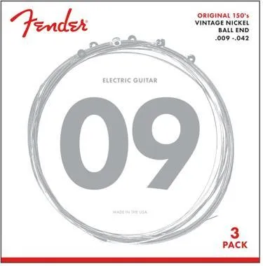 Fender Original 150L, nikkel, golyós vég, 09-42, elektromos gitár húrkészlet, 3db-os csomag!