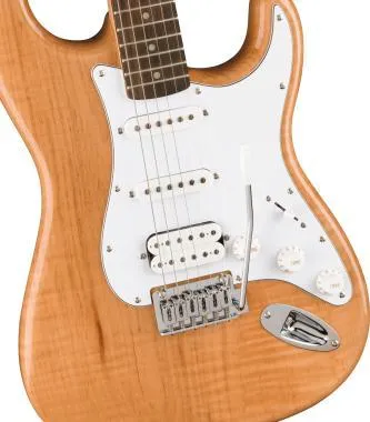 Squier FSR Affinity Series Stratocaster HSS, babér fogólap, fehér koptató, natúr, elektromos gitár
