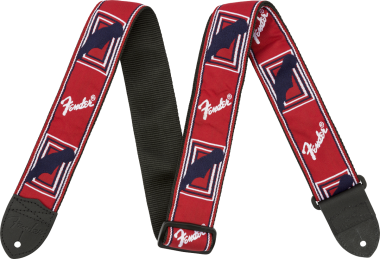 Fender 2 Monogramovaný popruh, červená/bílá/modrá barva