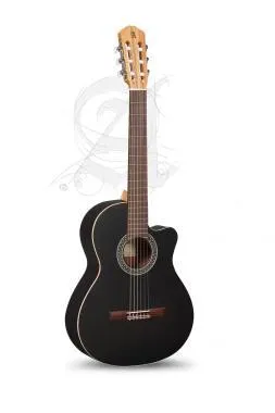 Alhambra ALH-Black Satin CW EZ + case Gitár, fekete, tokkal