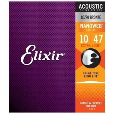 Elixir E11002 80/20 Bronze NanoWeb 10-47(11002) Extra Light akusztikus húrkészlet