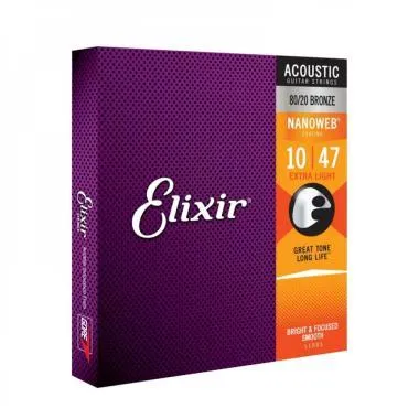 Elixir E11002 80/20 Bronze NanoWeb 10-47(11002) Extra Light akusztikus húrkészlet