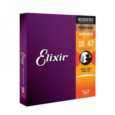 Elixir E16002 Phosphor Bronze NanoWeb (16002) 10-47 Extra Light akusztikus húrkészlet