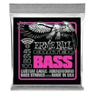 Ernie Ball 3834 Super Slinky Coated Electric Bass Strings - 45-100 Gauge