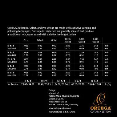 Ortega NYA44N Klasszikus gitárhúrkészlet, nylon, közepes húrnyomás