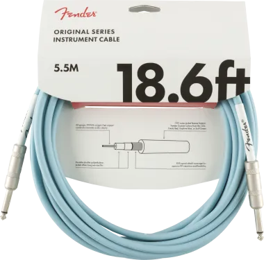 Fender Original Series gitárkábel, 5,5 m, Daphne Blue szín