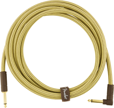 Fender kytarový kabel Deluxe Series, 3m, Tweed, rovný-úhlový