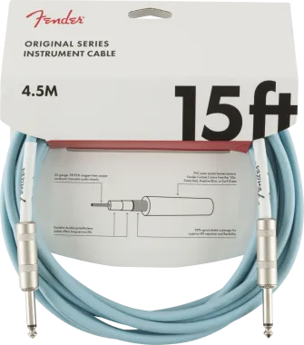 Fender Original Series gitárkábel, 4,5 m, Daphne Blue szín