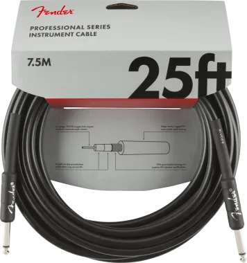 Fender Professional Series, 7,5 m, egyenes-egyenes gitárkábel,fekete