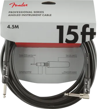 Fender Professional Series, 4,5 m, egyenes-pipa gitárkábel,fekete