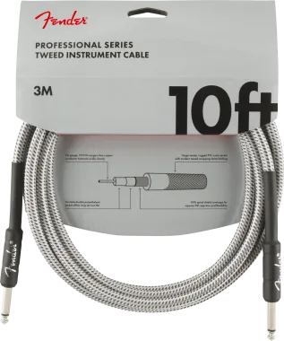 Fender Professional Series, 3 m gitárkábel, White Tweed szín
