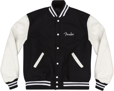 Fender Custom Shop Varsity bunda, černá/bílá, velikost L