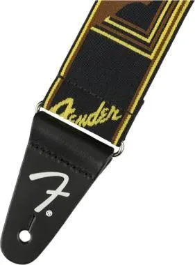 Fender Weighless Monogram gitárheveder, fekete/sárga/barna