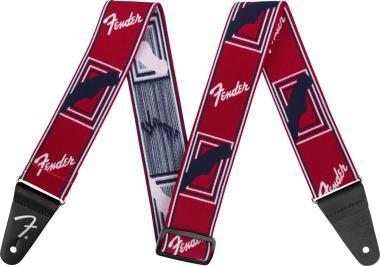 Fender kytarový popruh Weighless Monogram, červený/bílý/modrý