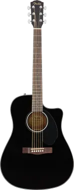 Fender CD-60SCE Dreadnought Black elektro-akusztikus gitár, fekete