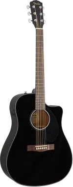 Fender CD-60SCE Dreadnought Black elektro-akusztikus gitár, fekete