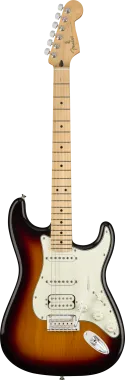 Fender Player Stratocaster, HSS hangszedő kiosztás, juhar fogólap, 3 színű Sunburst elektromos gitár