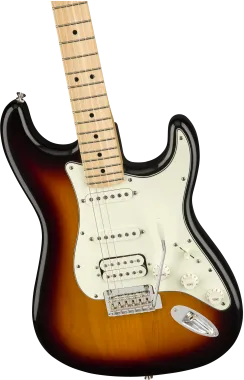 Fender Player Stratocaster, HSS hangszedő kiosztás, juhar fogólap, 3 színű Sunburst elektromos gitár