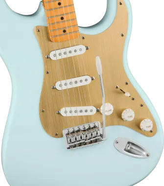 Squier 40th Anniversary Stratocaster Vintage Edition,juhar fogólap,Sonic Blue szín, elektromos gitár