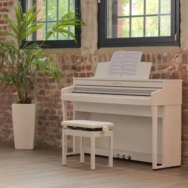 Kawai CA49W digitális zongora, 88 billentyűs kalapácsmechanika, 192 hang polifónia, Bluetooth, fehér