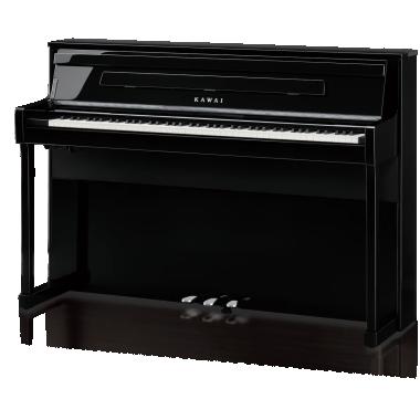 Kawai digitální klavír, 88 kláves, kladívková mechanika, 256 polyfonie, Bluetooth, lesklá černá