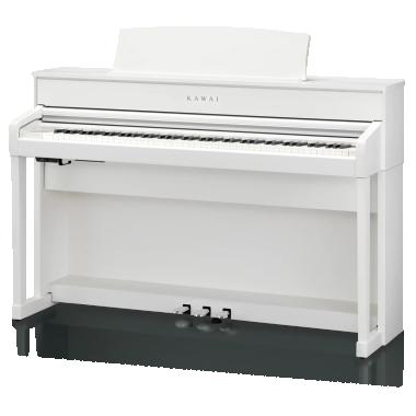 Kawai digitální klavír, 88 kláves, kladívková mechanika, 256 hlasů, Bluetooth, bílá