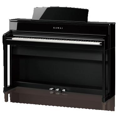 Kawai digitální klavír, 88 kláves, kladívková mechanika, 256 hlasů, Bluetooth, lesklá černá