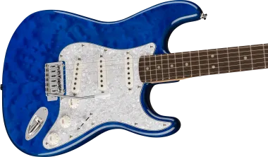 Squier FSR Affinity Series Stratocaster QMT, Laurel Fingerboard, White Pearloid Pickguard, SapphireB