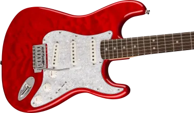 Squier FSR Affinity Series Stratocaster QMT, Laurel Fingerboard, White Pearloid Pickguard, Crimson R