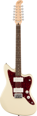 Squier Jazzmaster XII, laurová hmatník, želvovinový pickguard, olympijská bílá