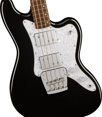 Squier Paranormal Rascal Bass HH, Laurel Fingerboard, White Pearloid Pickguard, Metallic Black