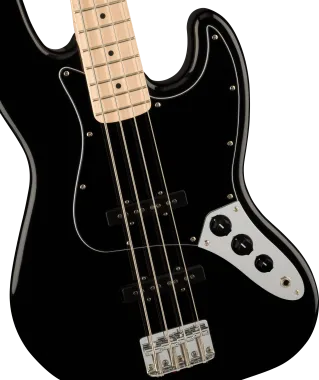 Squier Affinity Series Jazz Bass, Maple Fingerboard, Black Pickguard, Black