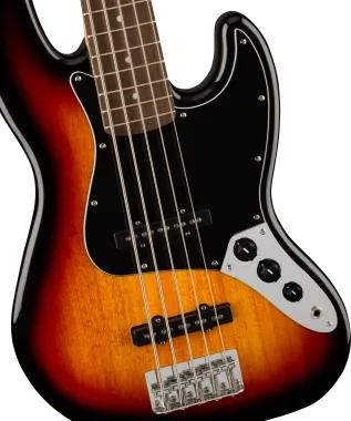 Squier Affinity Series Jazz Bass V, Laurel Fingerboard, Black Pickguard, 3-Color Sunburst