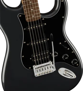 Squier Affinity Series Stratocaster HSS Pack, Laurel Fingerboard, Charcoal Frost Metallic, Gig Bag,