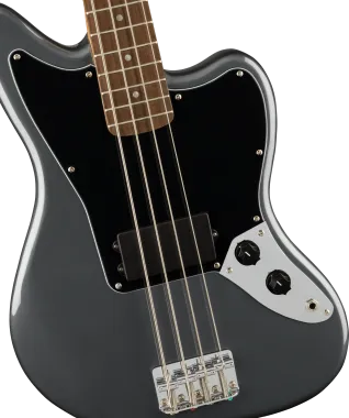 Squier Affinity Series Jaguar Bass H, Laurel Fingerboard, Black Pickguard, Charcoal Frost Metallic