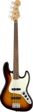 Fender Jazz Bass bezpražcový, Pau Ferro hmatník, 3-barvový sunburst