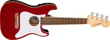 Fender Koncert ukulele, ořechový hmatník, bílý pickguard, Candy Apple Red