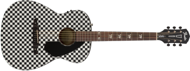 Fender Elektroakustická kytara Tim Armstrong Hellcat, ořechový hmatník, kostkovaný design