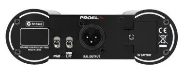 PROEL DIRECT100A DI-Box aktív mono, fekete, fém, működés: 9V elem/18-48V, fantom