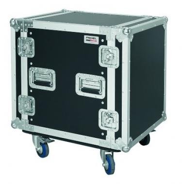 PROEL 19 rack 12U, mobilní, 450 mm hloubka, černý, 9 mm dřevo, hliníkový profil