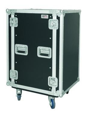 PROEL 19 rack 18U, mobilní, černý, 9mm dřevěný, hliníkový profil, 100mm kola