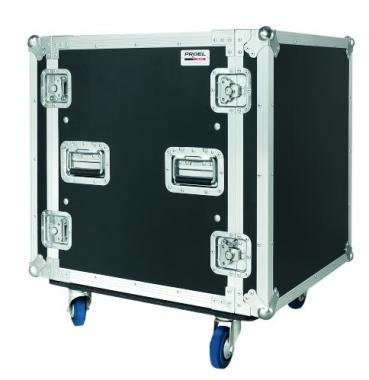PROEL 19 rack 12U, rázkódásmentní, s kolečky, černý, 9 mm dřevo